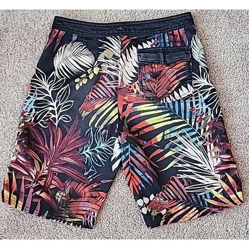 O’Neill Leaf Print Swim Trunks Size 28 Mens Boardshorts Beach Surf GUC